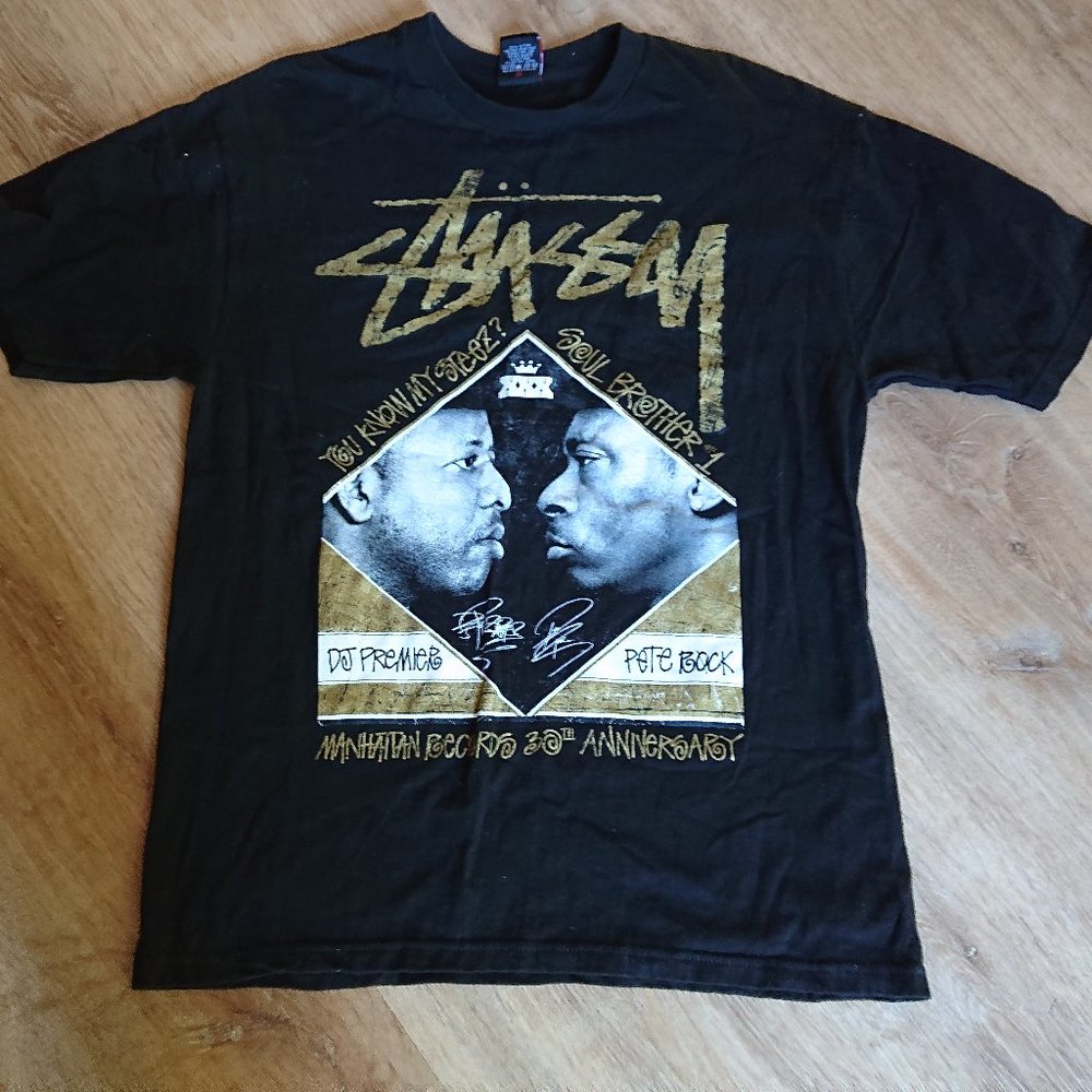 Stussy M ultra rare concert black DJ Premier Vs DJ Pete Rock t shirt